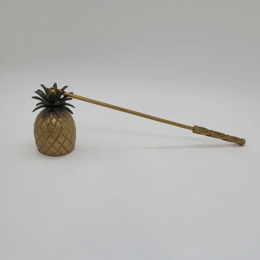 Vintage Brass Pineapple Candle Snuffer Tropical Gold Tone Metal 8.5 Inch